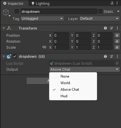 UI Output Options